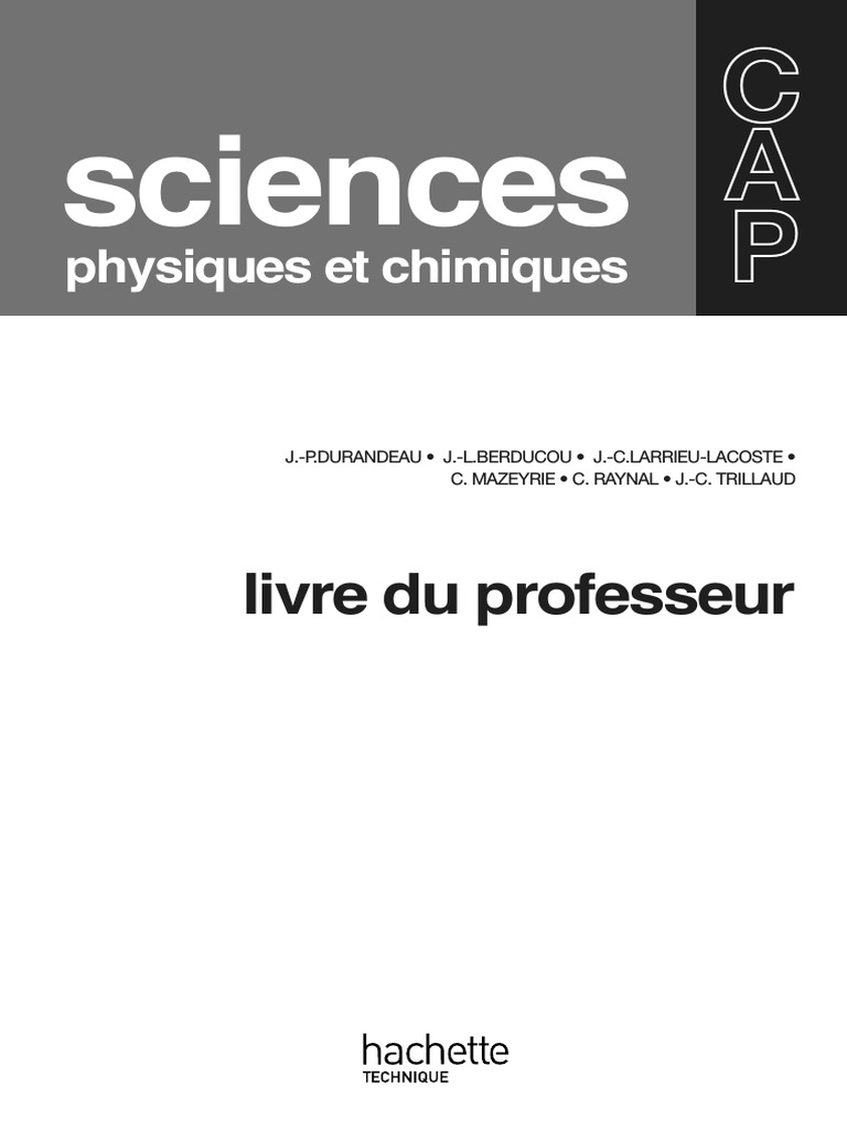 Cap Sphy Indust Hachette | PDF | Tension électrique | Chimie