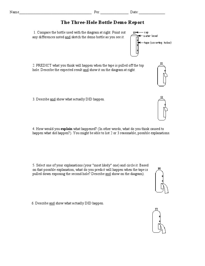 Three-Hole Bottle Experiment Analysis | PDF | Teaching Methods & Materials
