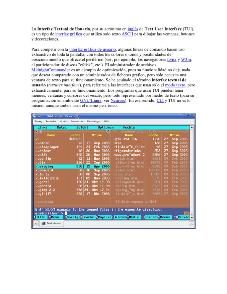 La Interfaz Textual de Usuario