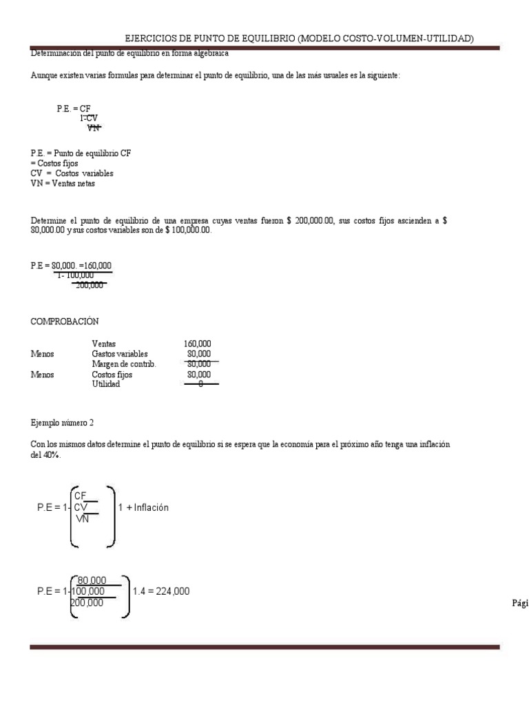 Determinación Del Punto de Equilibrio en La Contabilidad de Costos ...
