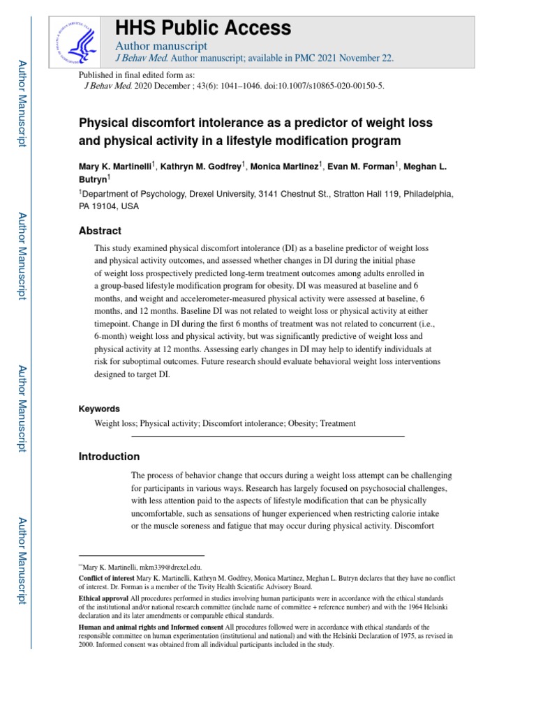 Physical PDF Weight Loss Dependent And Independent