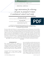 Back Massage Intervention For Relieving Lower Back Pain in Puerperal Women: A Randomized Control Trial Study