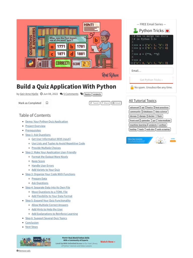 Build A Quiz Application With Python | PDF | Boolean Data Type ...