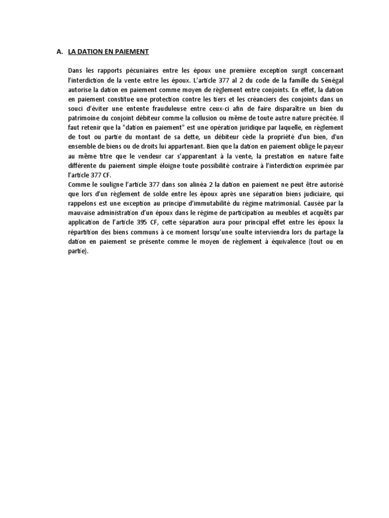 La Dation en Paiement | PDF
