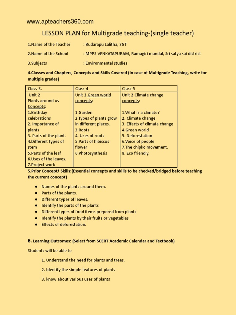 Grade 3 Environmental Studies Plan | PDF | Plants | Leaf