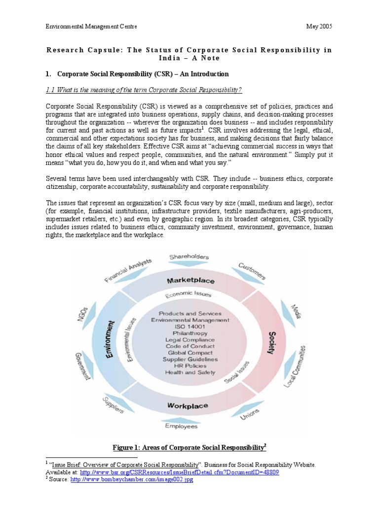 CSR Practices and Status in India | PDF | Corporate Social ...