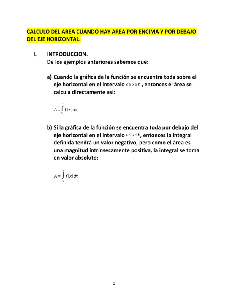 Area Por Encima y Por Debajo Del Eje Horizontal | PDF | Integral ...