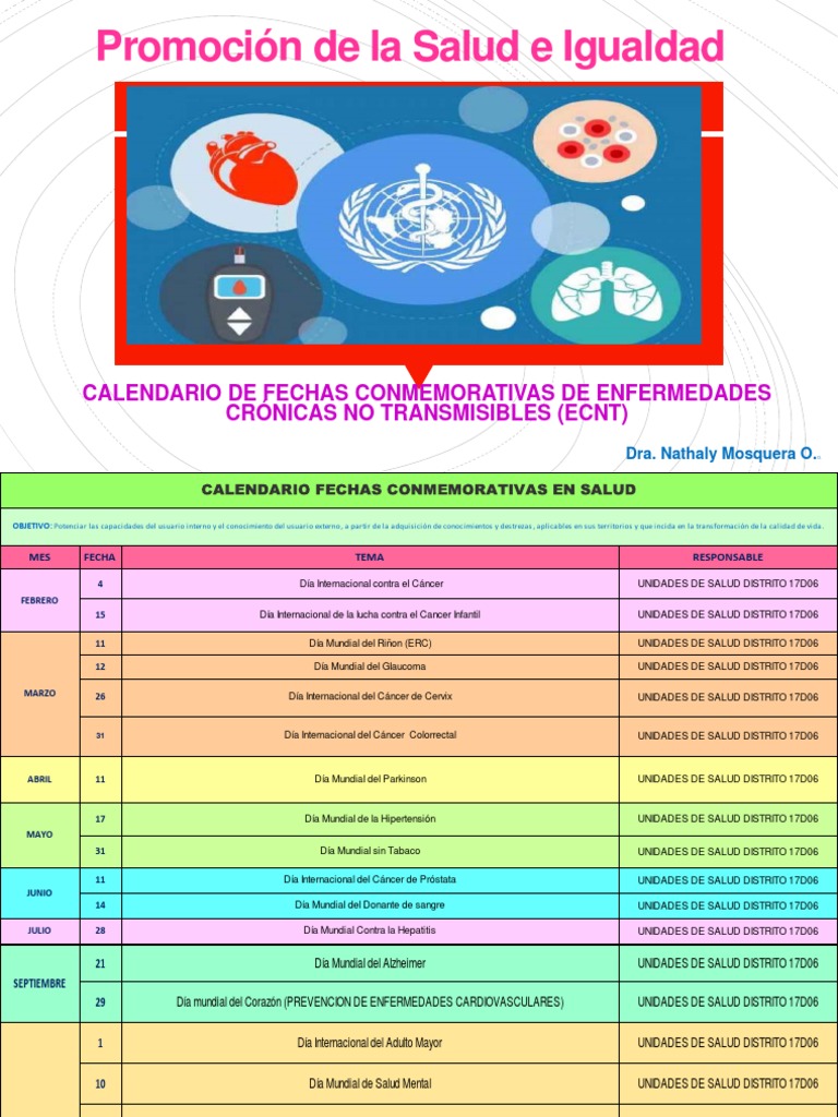 Calendario de Fechas Conmemorativas Ecnt | PDF | Cáncer | Las ...
