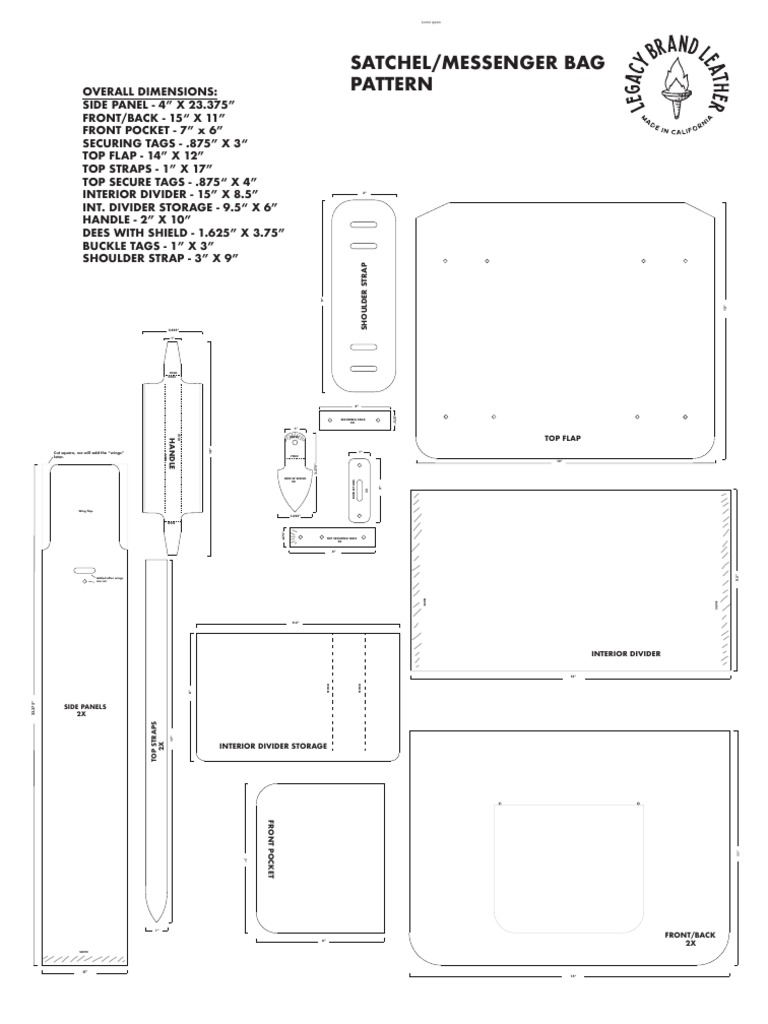 Satchel Template 5 PDF Clothing Consumer Goods