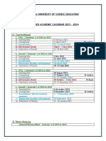 Academic Calendar 2023 To 2024 (Draft)
