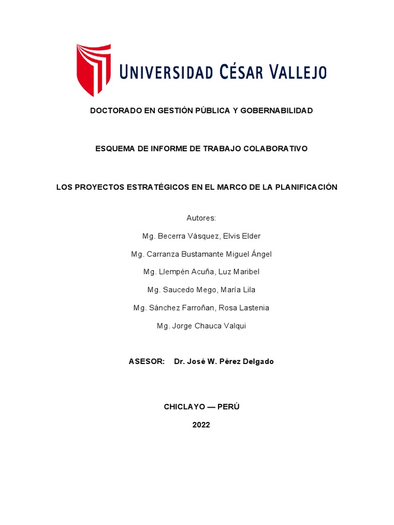 LOS PROYECTOS ESTRATÉGICOS EN EL MARCO DE LA PLANIFICACIÓN - Trabajo ...