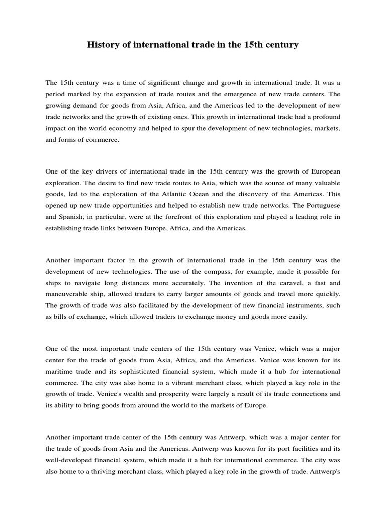 History of International Trade in The 15th Century | PDF | Trade