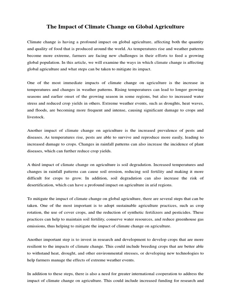 Climate Change Effects on Agriculture | PDF | Agriculture | Climate Change
