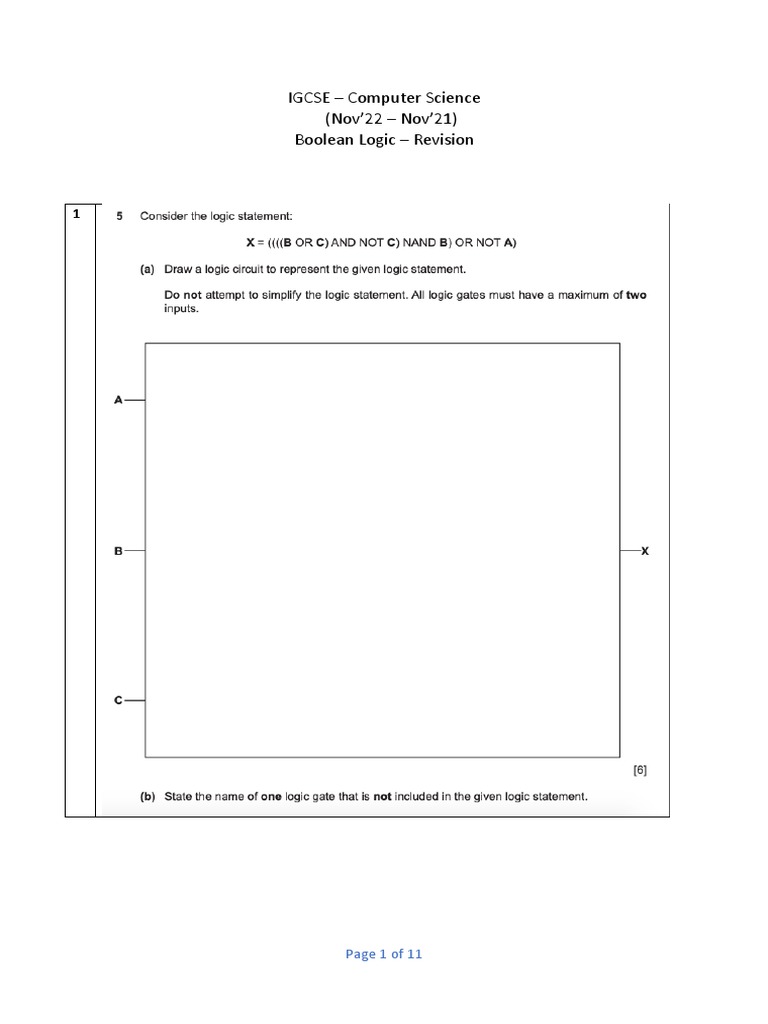 Boolean Logic Revision | PDF