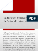 La Función transversal de la Pastoral Universitaria