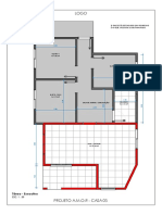 Plano de distribuição de 3 quartos e sala ampla
