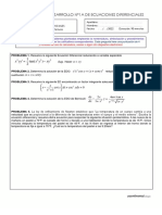 Prueba de Desarrollo N°1A de Ecuaciones Diferenciales: Xyy Xy Xy