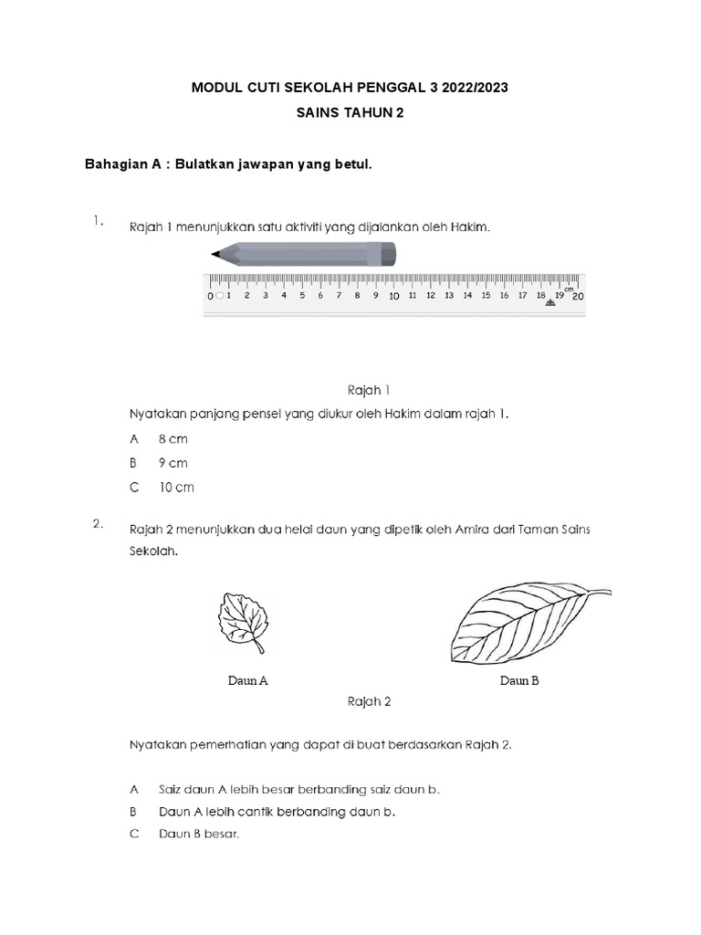 Modul Cuti Sekolah Penggal 3 2022 Sains Tahun 2 Pdf