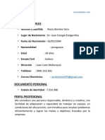 Datos Personales: Curriculum Vitae Rocio Benitez Vera