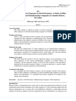 The Impact of Incentive Programs On Job Performance - A Study of Office Employees in Selected Manufacturing Companies in Colombo District, Sri Lanka