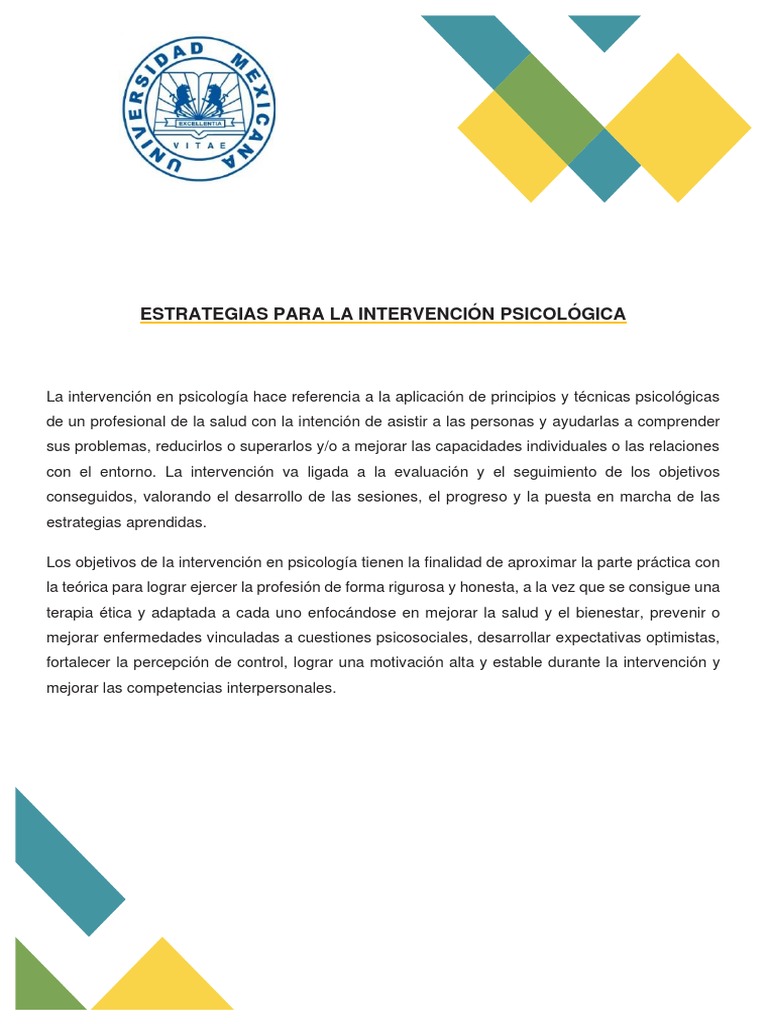 Estrategias de Intervención Psicológica | PDF | Las emociones | Sicología