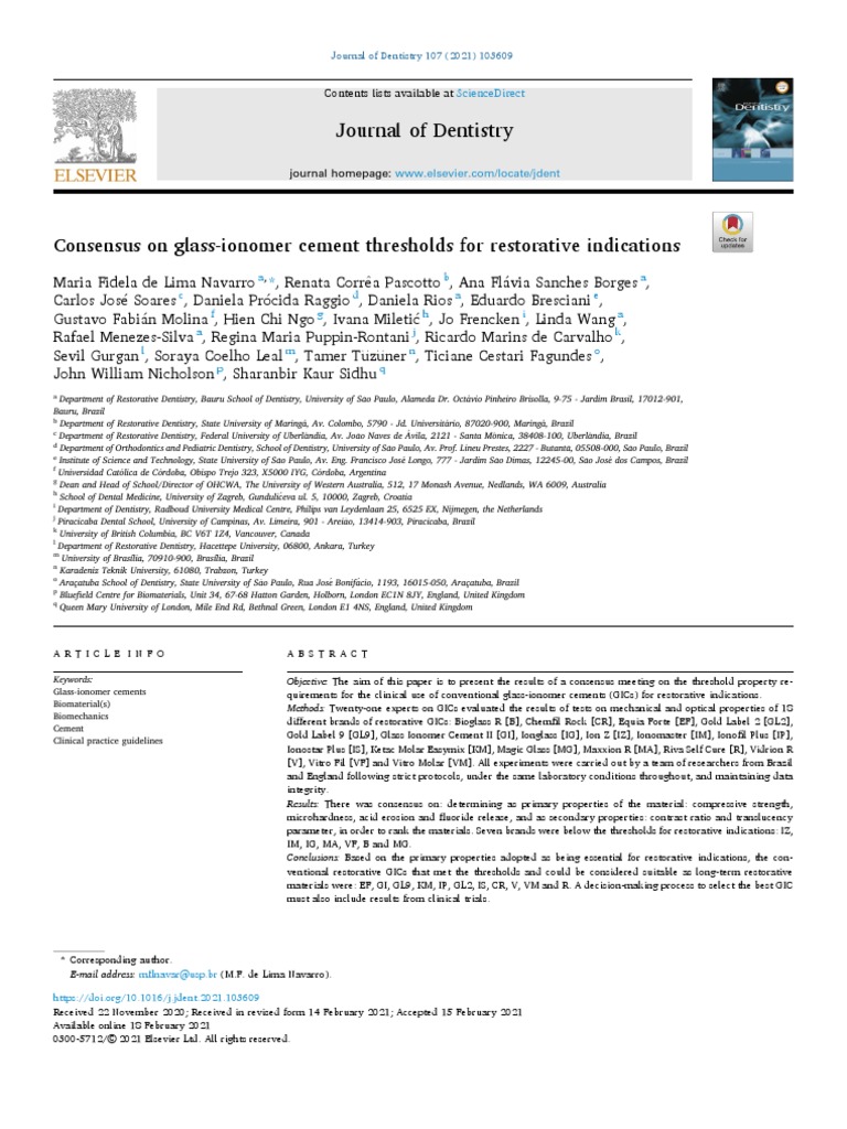 Consensus On GlassIonomer Cement Thresholds For Restorative