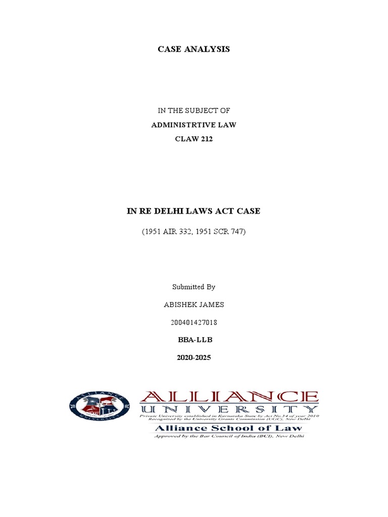 Analysis of Delhi Laws Act Case | PDF | Constitution | Government Of India