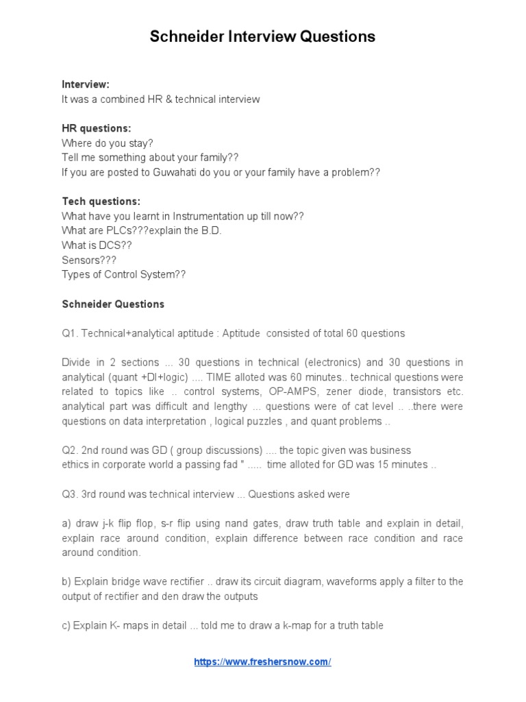 Schneider Interview Questions | PDF
