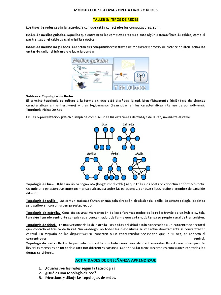 Tipos y Topologías de Redes Informáticas | PDF | Red de computadoras ...