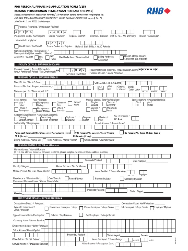 Apply Loan RHB PDF Debt Banks