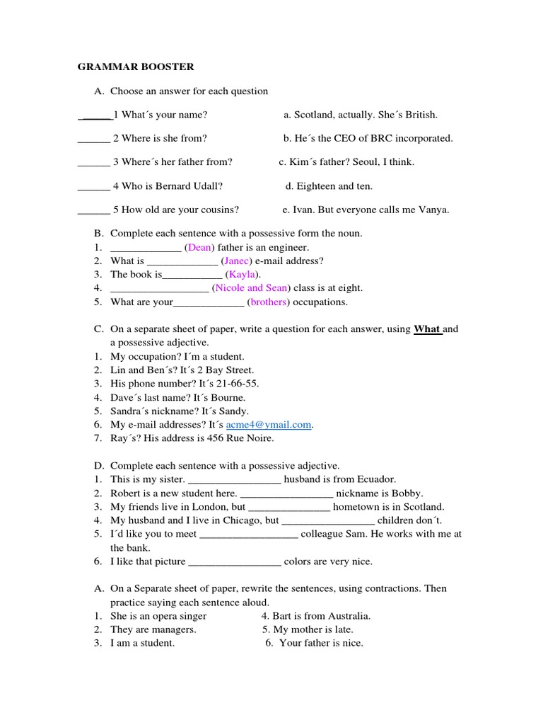Grammar Booster | PDF | Menu | Foods