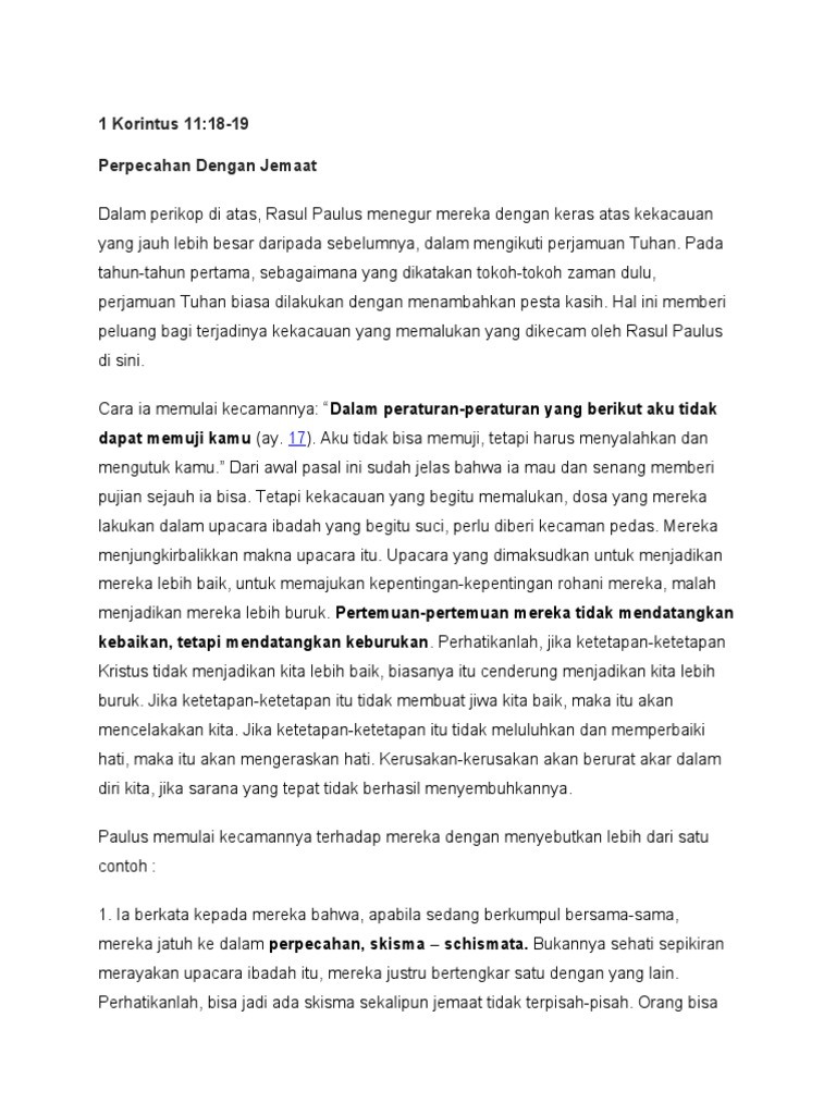 makna gereja menurut 1 korintus 12 7-11