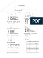 Examen de Biología Noveno