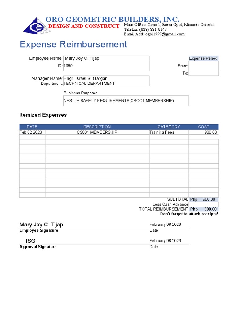 Expense Reimbursement Form | PDF | Computing | Intellectual Works