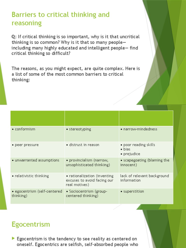 Barriers to critical thinking pdf bias thought