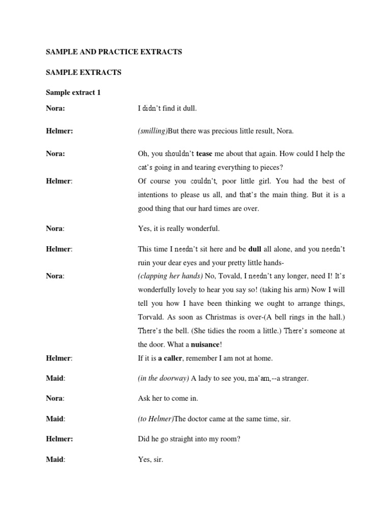 A Dolls House Excerpts and Essays With Answers Form 3 and 4 1 PDF A