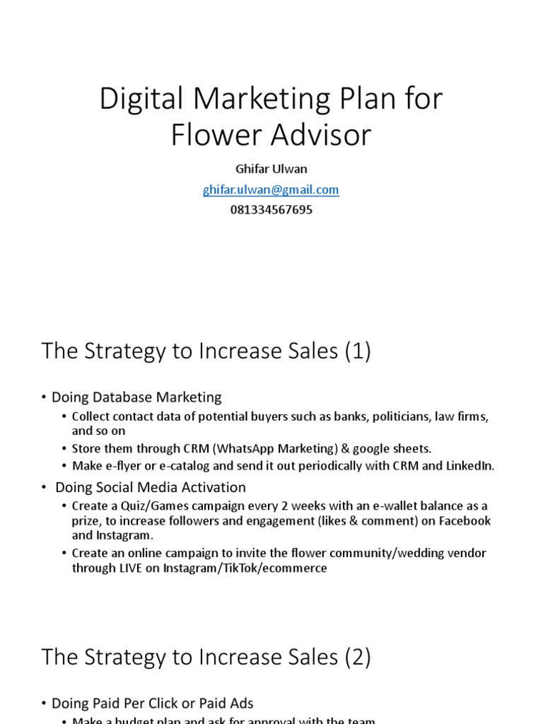 Digital Marketing Strategies for Flower Advisor | PDF | Career & Growth