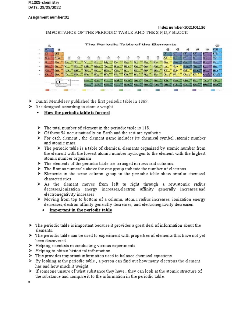 CHEM1 | PDF | Periodic Table | Chemistry