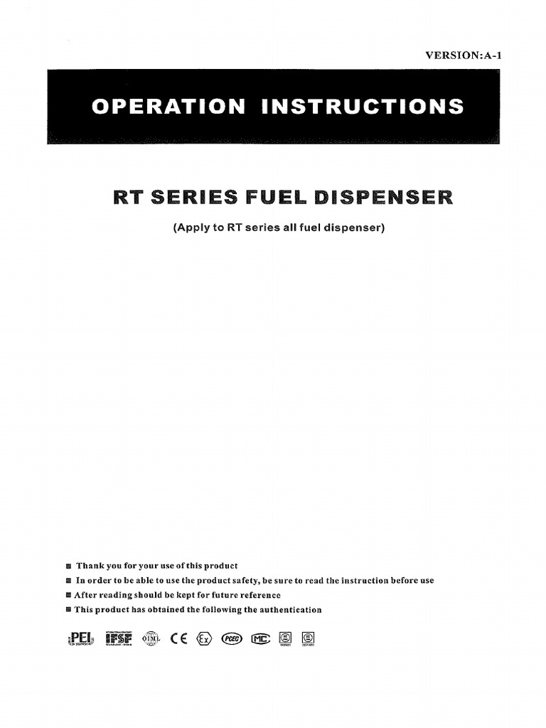 Operation Instruction - RT Series All Fuel Dispenser - Bluesky | PDF