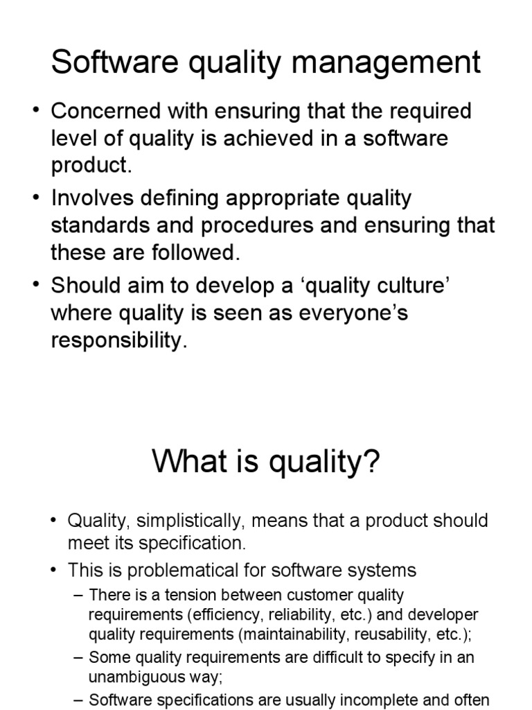 Defining Software Quality Management | PDF | Iso 9000 | Document