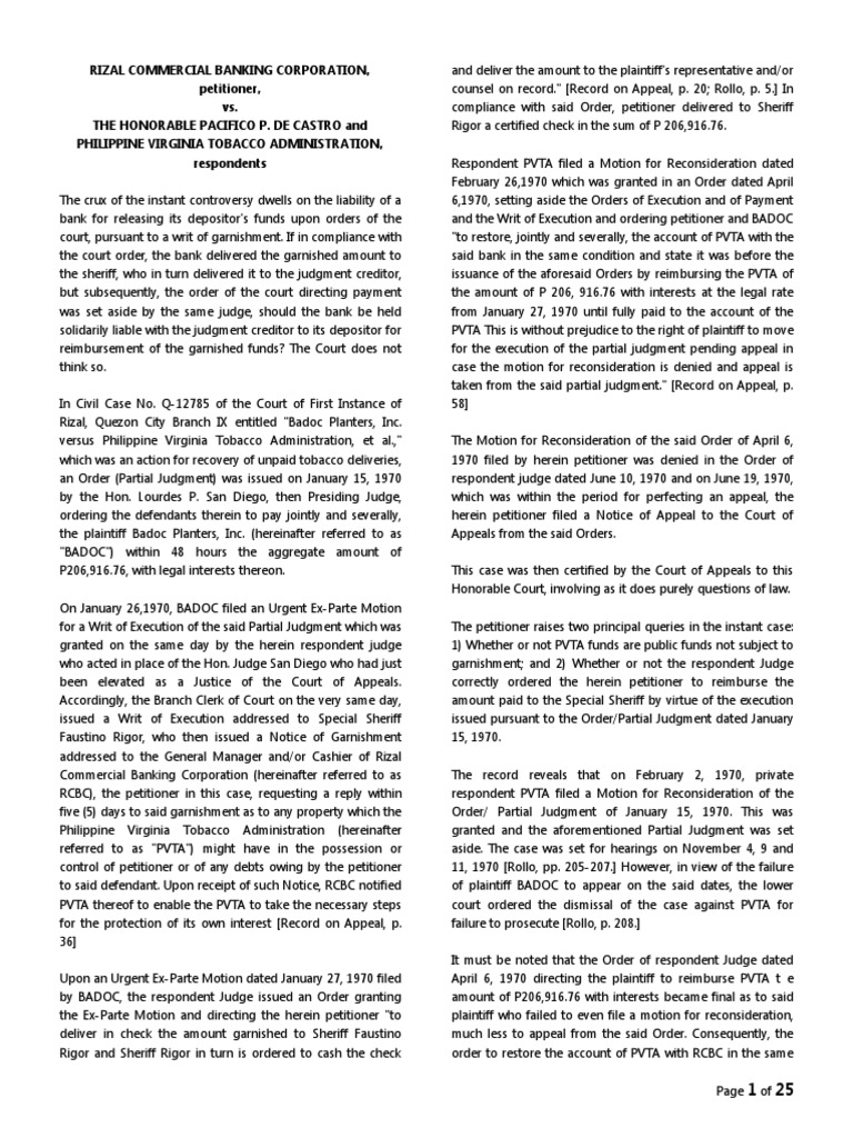 Case Compilation 1 PDF Judgment (Law) Garnishment