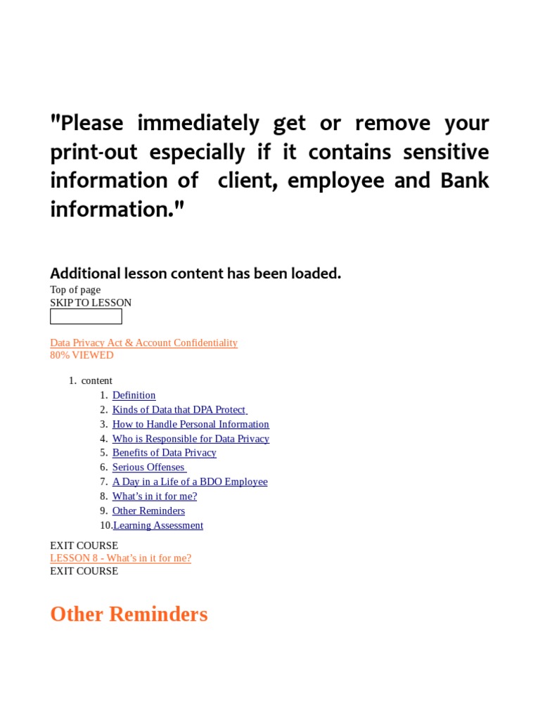 Please immediately get or remove your print out especially if it