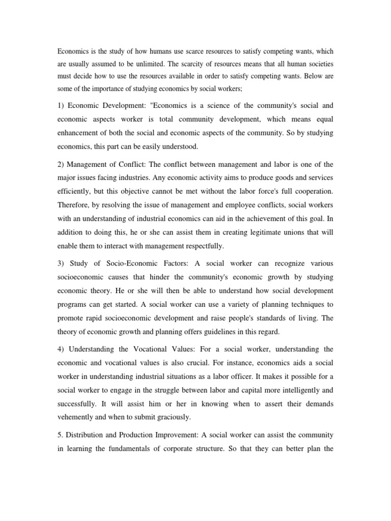 The importance of studying economics for social workers understanding