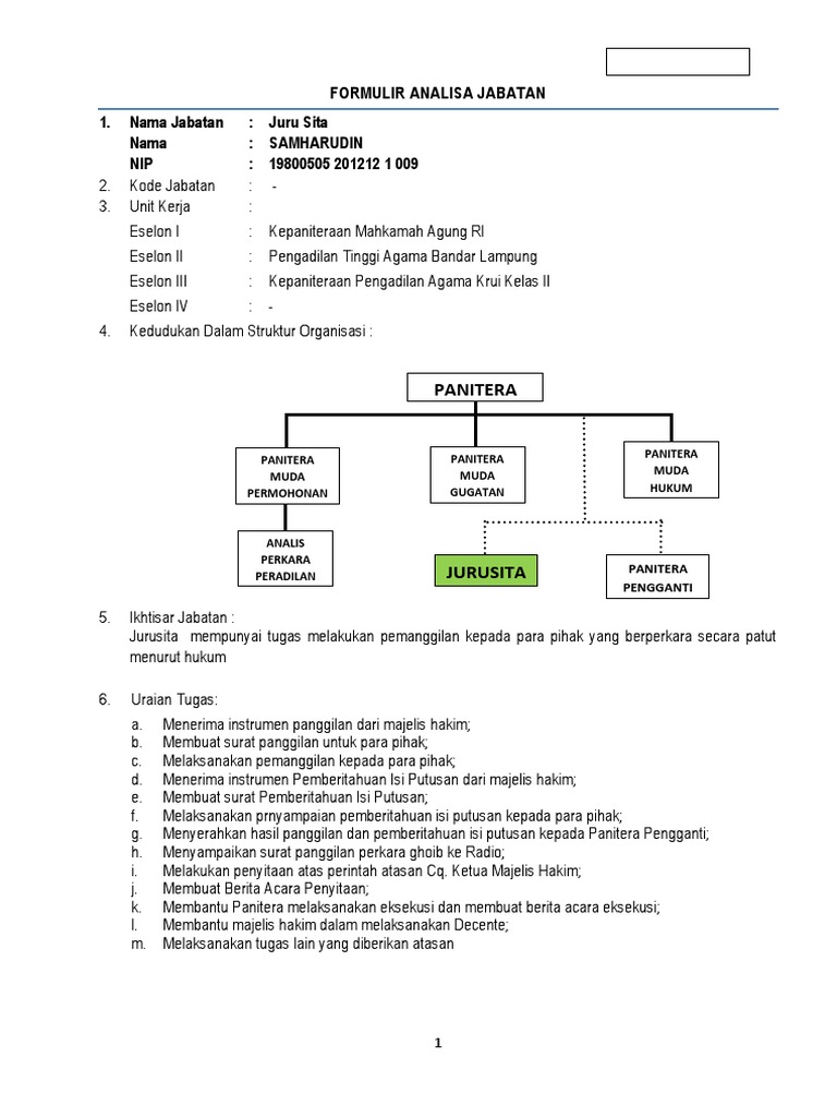 Formulir Analisa Jabatan Juru Sita | PDF