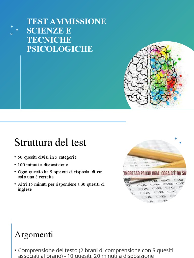 Test ammissione scienze e tecniche psicologiche PDF