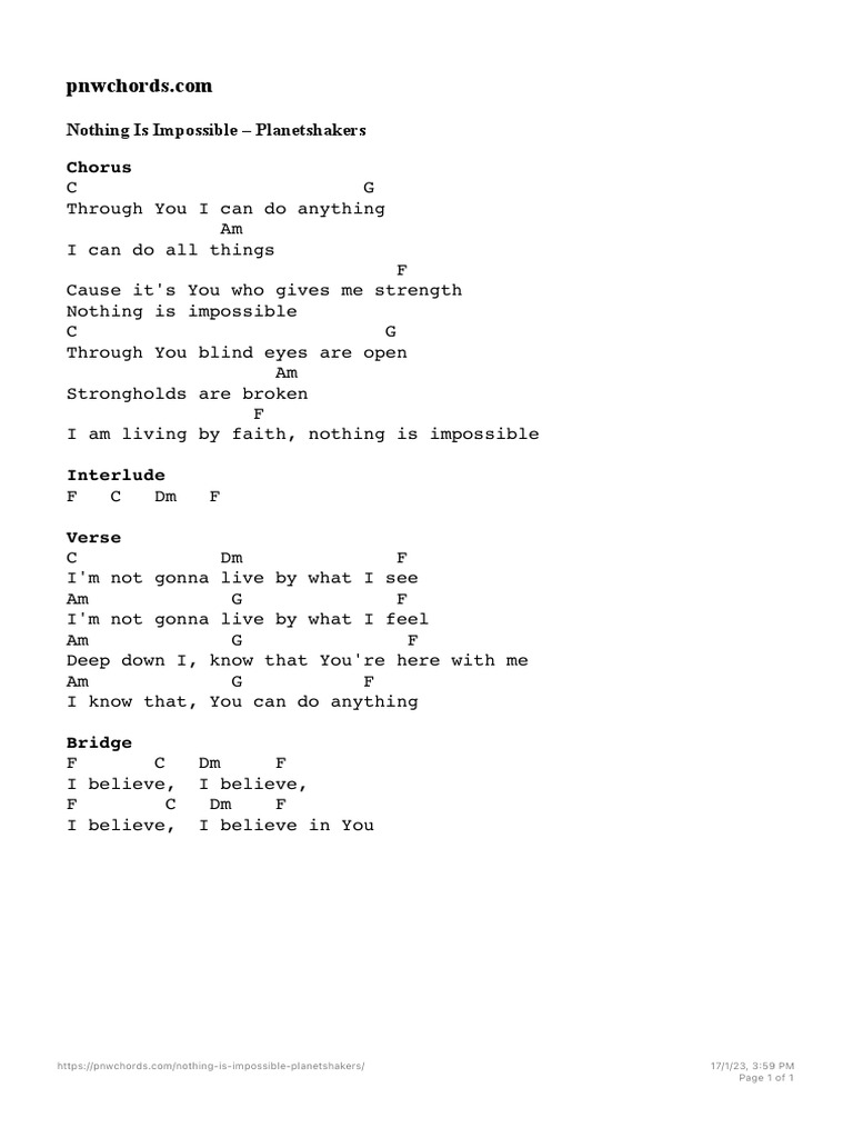 Impossible Lyrics Nothing But Thieves Chords