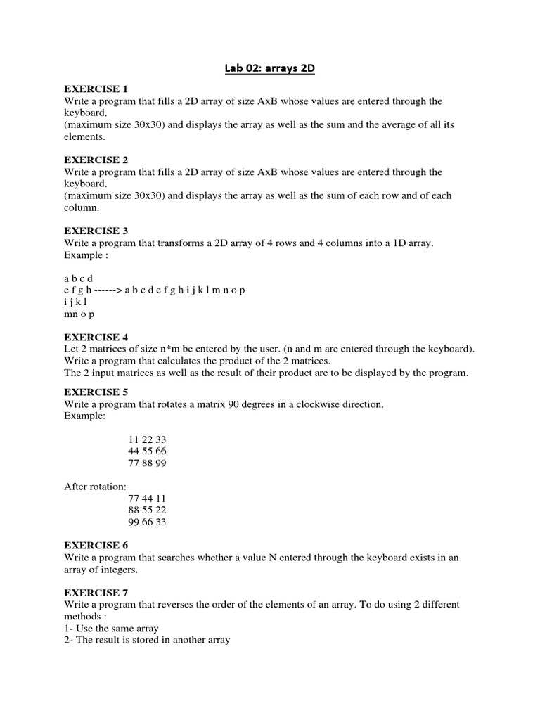 Lab arrays 2d pdf