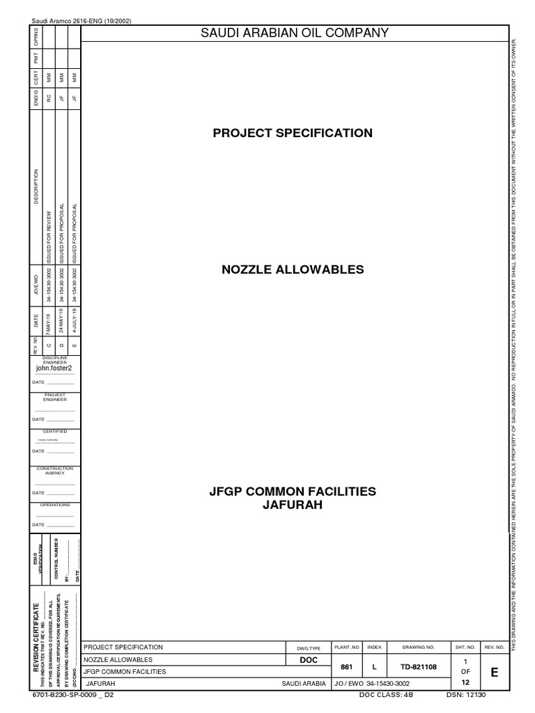 Nozzle Allowables for Jafurah Project | PDF | Engineering | Physical ...