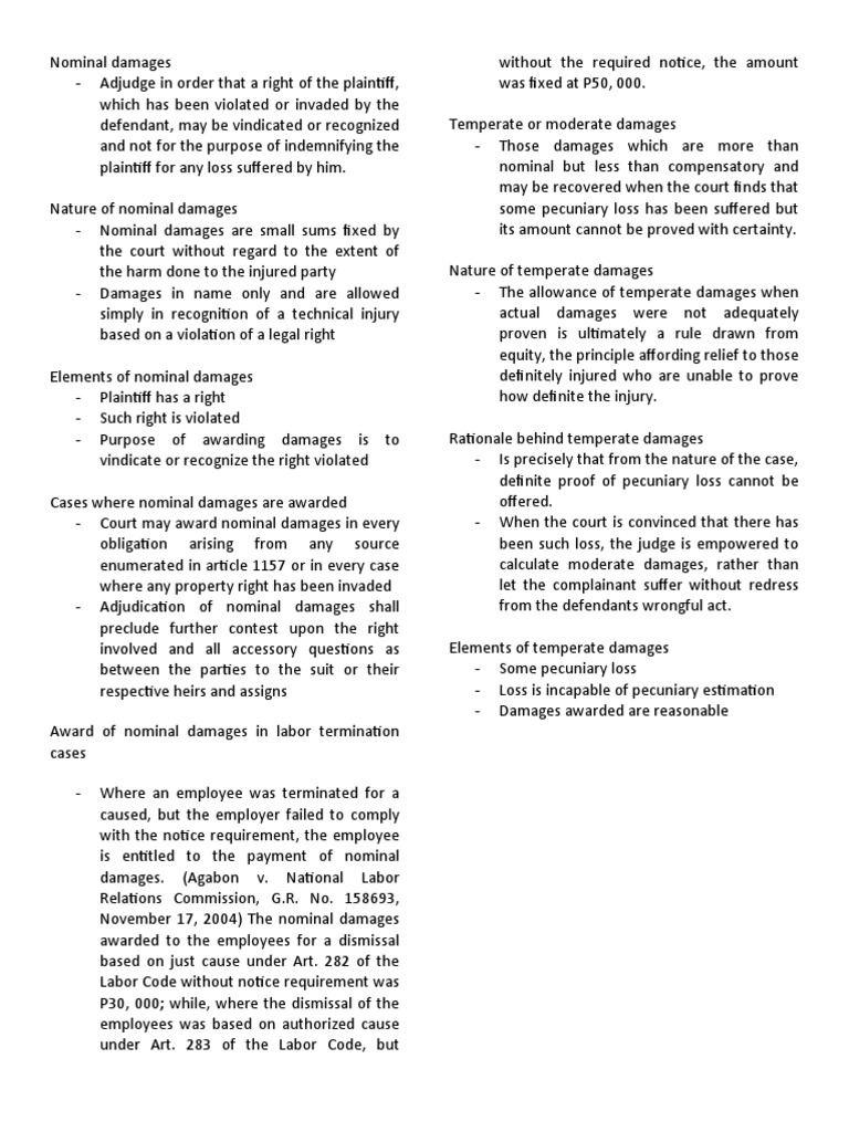 Nominal Damages PDF Damages Liquidated Damages