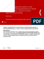 Quality Management Systems in The European Screening Laboratories in Blood Establishments: A View On Current Approaches and Trends